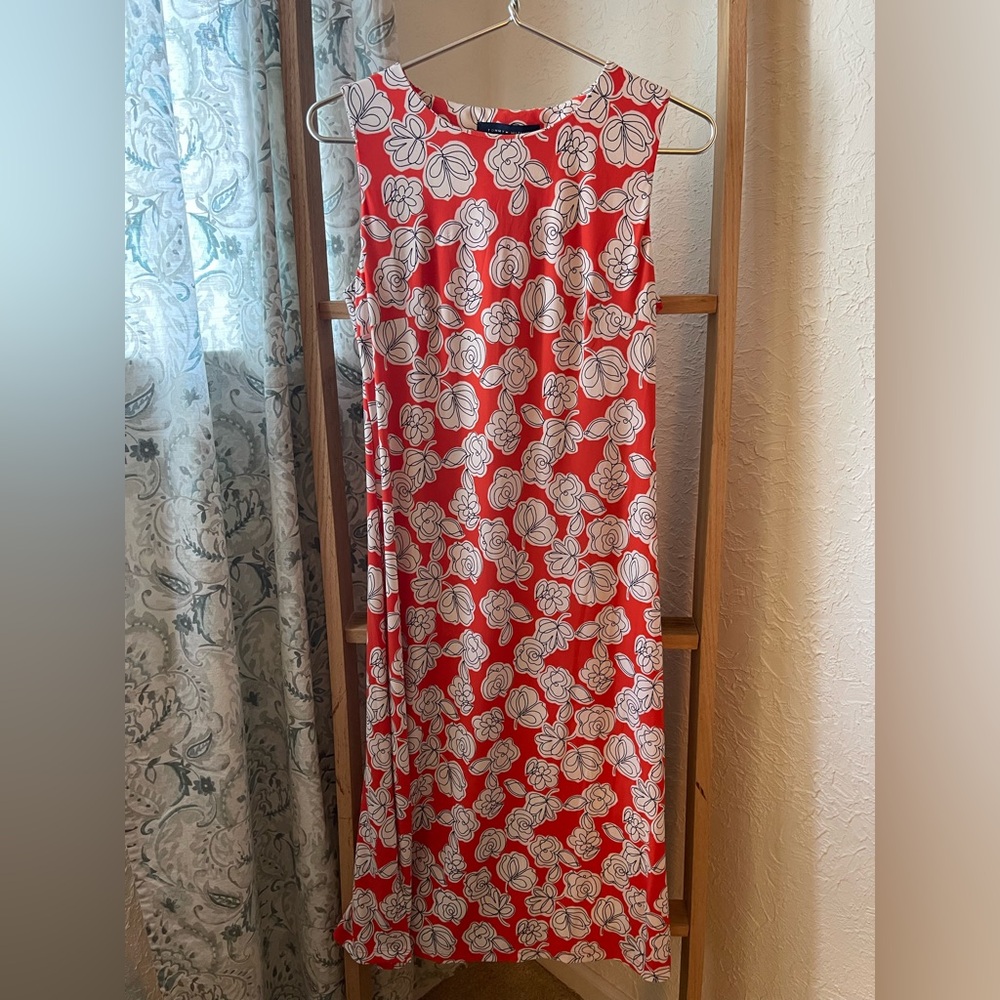 Tommy Hilfiger Red and White Floral Midi Dress